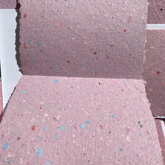 Recycled Paper Notecards Artisanal pink purple 10 + 11 envelopes - Picture 3 of 15